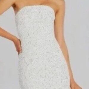 RETROFETE Heather strapless sequin White mini dress Size M